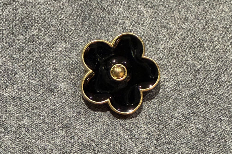 Black Flower Shank Button (Set of 8)